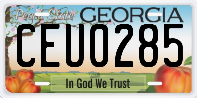 GA license plate CEU0285