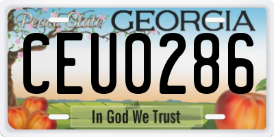 GA license plate CEU0286