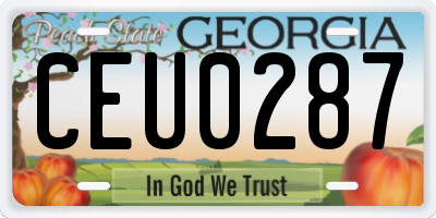 GA license plate CEU0287