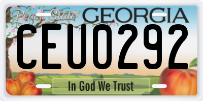 GA license plate CEU0292