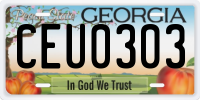 GA license plate CEU0303
