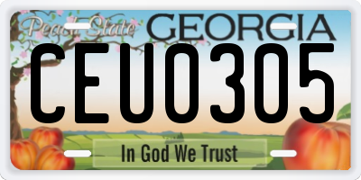 GA license plate CEU0305