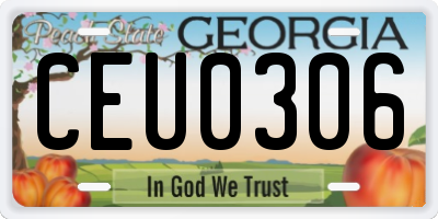 GA license plate CEU0306