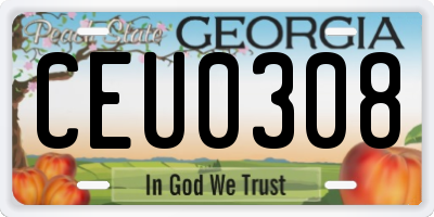 GA license plate CEU0308