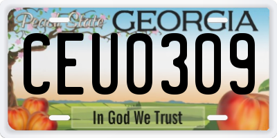 GA license plate CEU0309