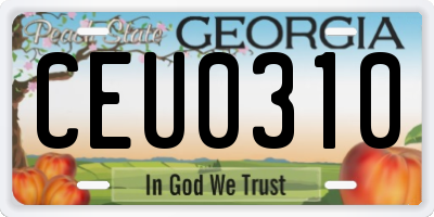 GA license plate CEU0310