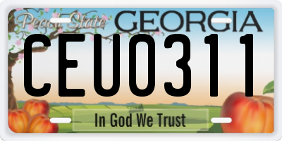 GA license plate CEU0311