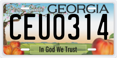 GA license plate CEU0314