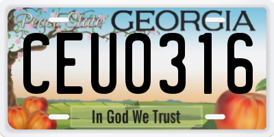 GA license plate CEU0316