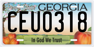 GA license plate CEU0318