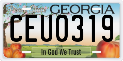 GA license plate CEU0319