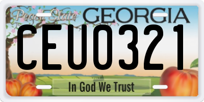 GA license plate CEU0321
