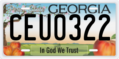 GA license plate CEU0322