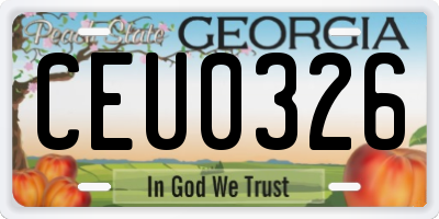 GA license plate CEU0326