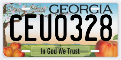 GA license plate CEU0328