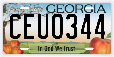 GA license plate CEU0344