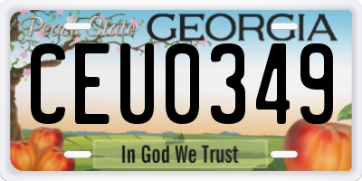 GA license plate CEU0349
