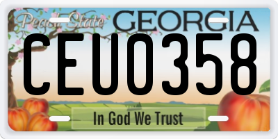 GA license plate CEU0358
