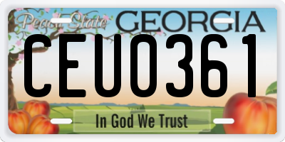 GA license plate CEU0361