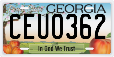 GA license plate CEU0362