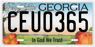 GA license plate CEU0365