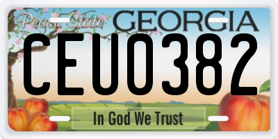 GA license plate CEU0382