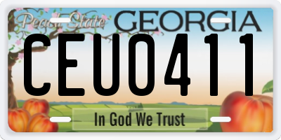 GA license plate CEU0411