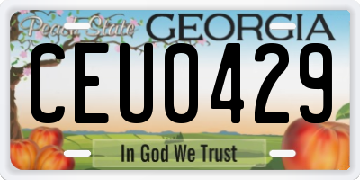 GA license plate CEU0429