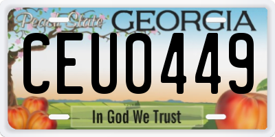 GA license plate CEU0449