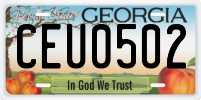 GA license plate CEU0502