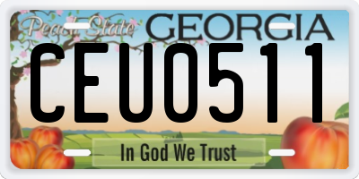 GA license plate CEU0511