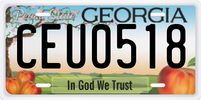 GA license plate CEU0518