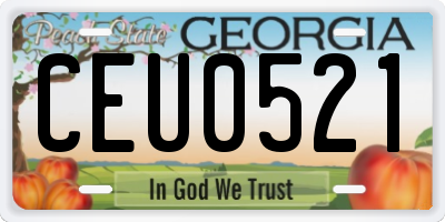 GA license plate CEU0521