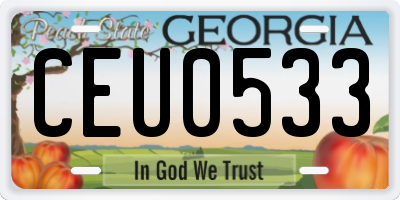GA license plate CEU0533