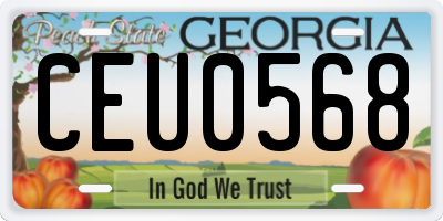 GA license plate CEU0568