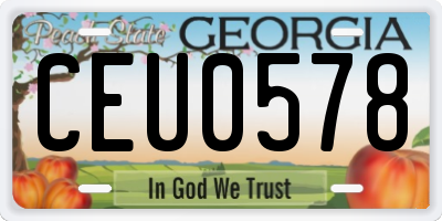 GA license plate CEU0578