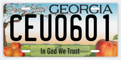 GA license plate CEU0601