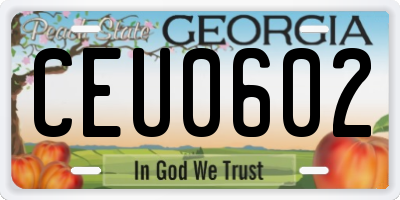 GA license plate CEU0602