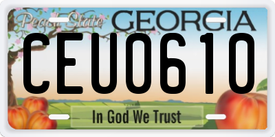 GA license plate CEU0610