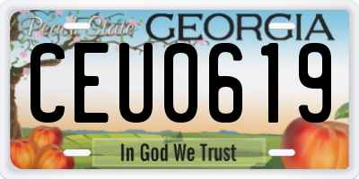 GA license plate CEU0619