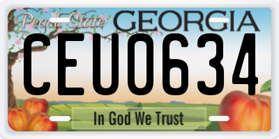GA license plate CEU0634