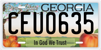 GA license plate CEU0635