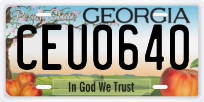GA license plate CEU0640