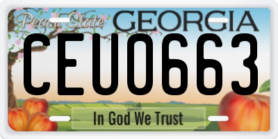 GA license plate CEU0663