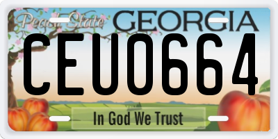 GA license plate CEU0664