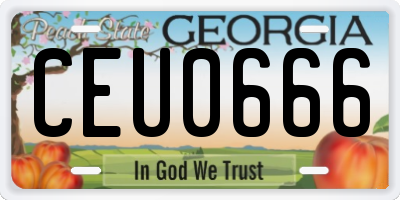 GA license plate CEU0666