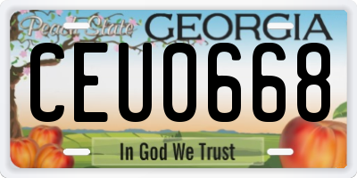 GA license plate CEU0668