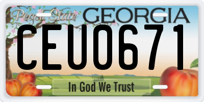 GA license plate CEU0671