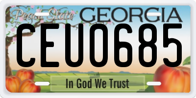 GA license plate CEU0685