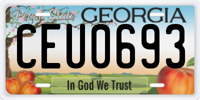 GA license plate CEU0693